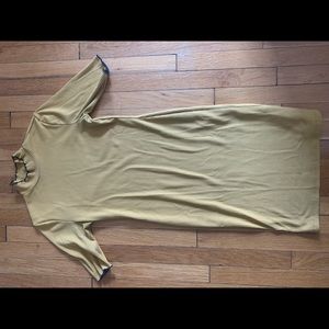 Mustard yellow body con mock neck dress